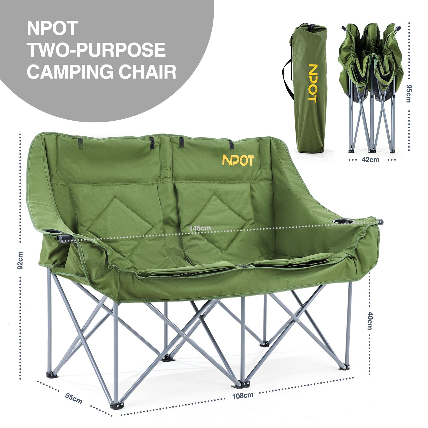 NPOT Delux Double Seat Camping Chair
