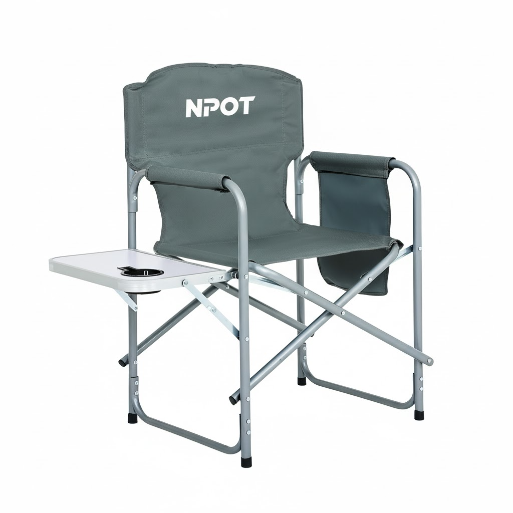 Foldable Director Camping Chair with Cupholder Side Table