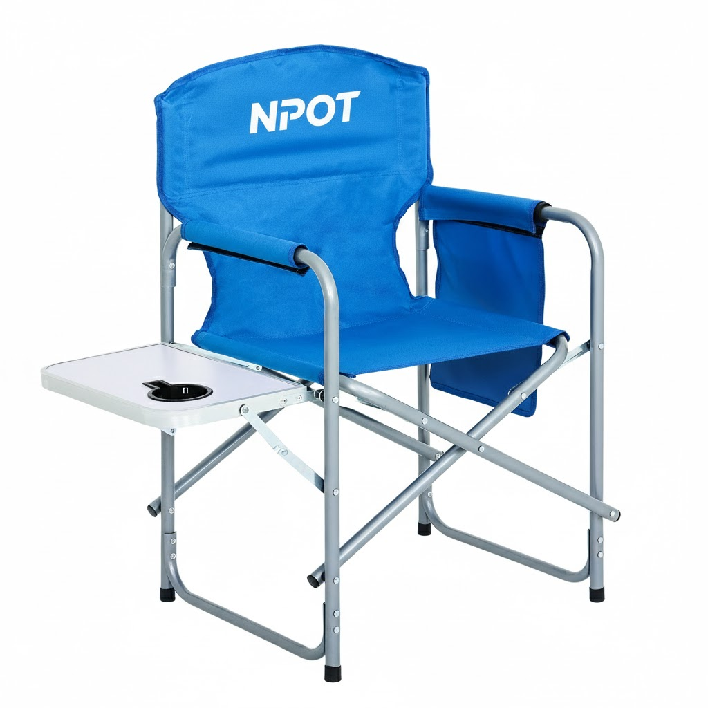 Foldable Director Camping Chair with Cupholder Side Table